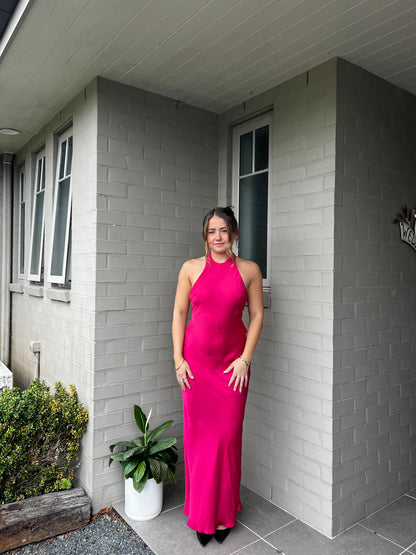 Rinna Satin Halter Maxi Dress