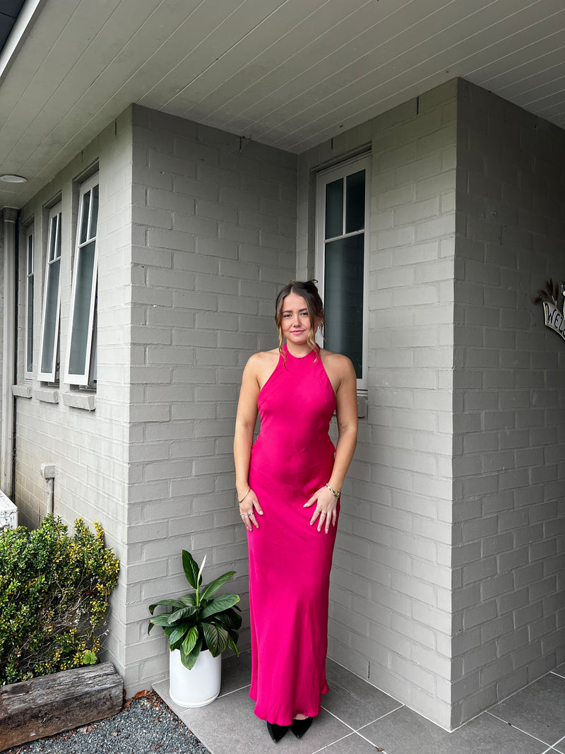 Rinna Satin Halter Maxi Dress