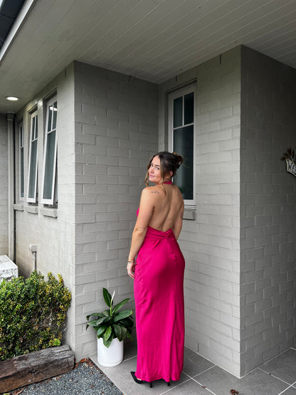 Rinna Satin Halter Maxi Dress