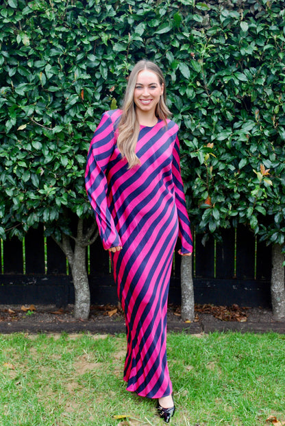 Two Tone Striped Maxi Dress