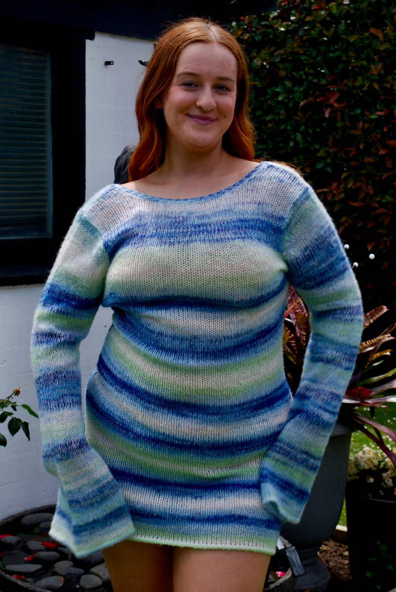 Long Sleeve Knitted Soft Stripe Mini