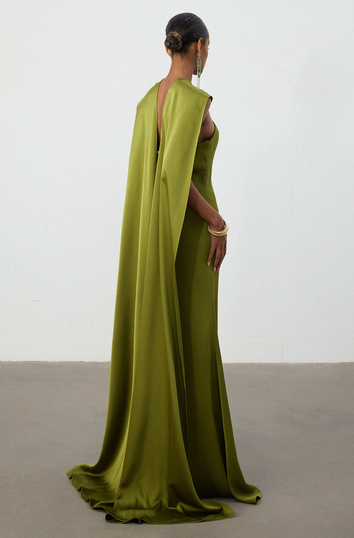 Satin Cape Column Gown