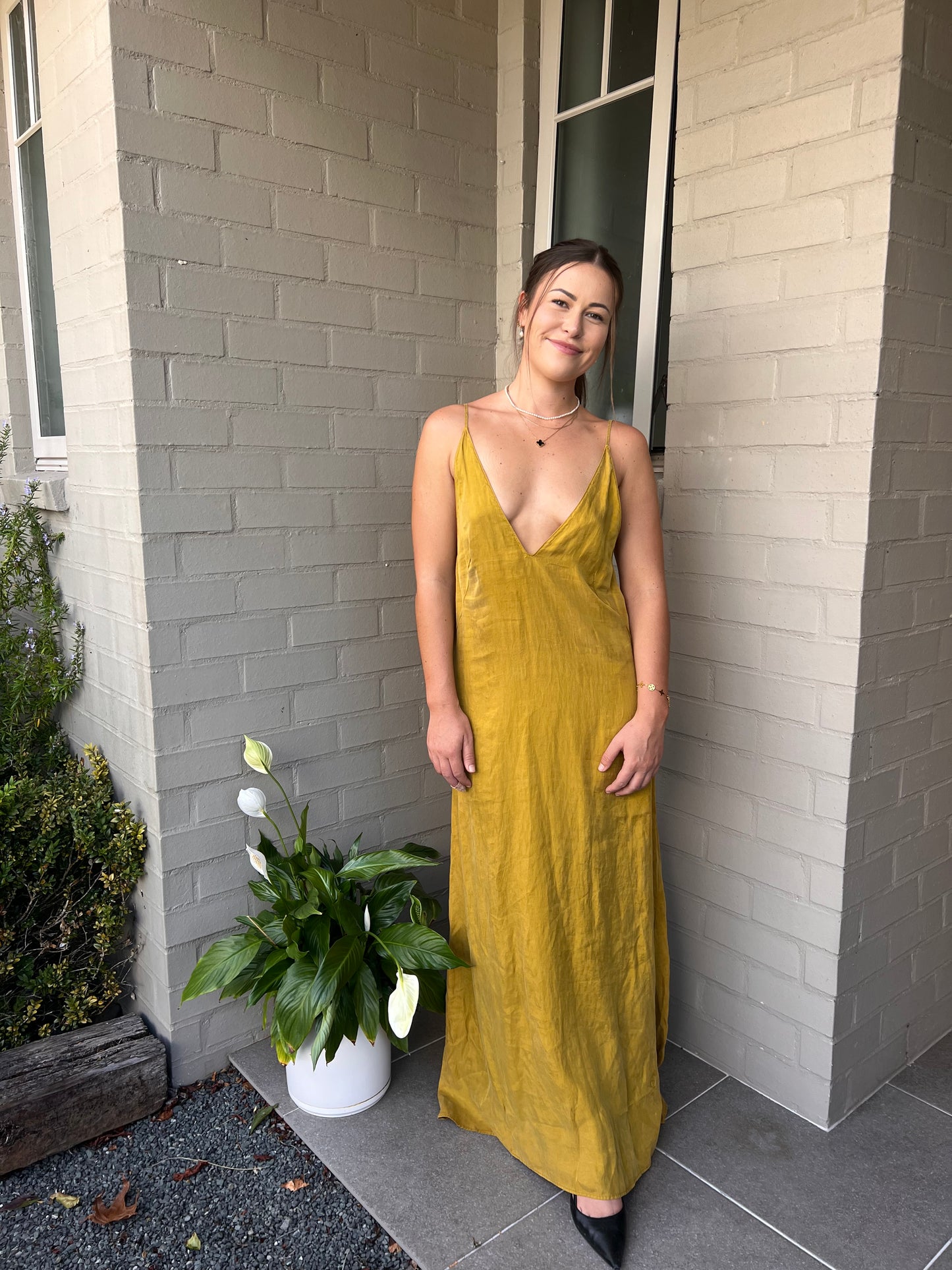 Gold Slip Maxi Dress / 6-12