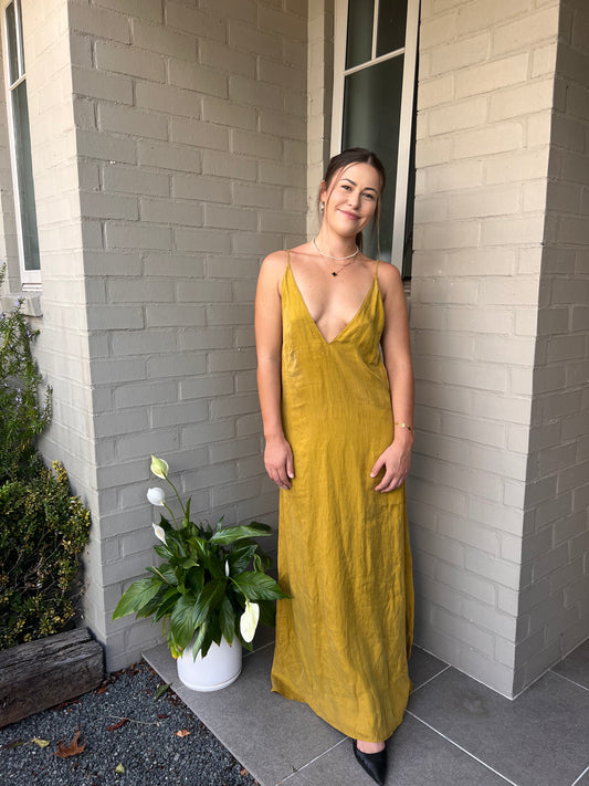 Gold Slip Maxi Dress / 6-12