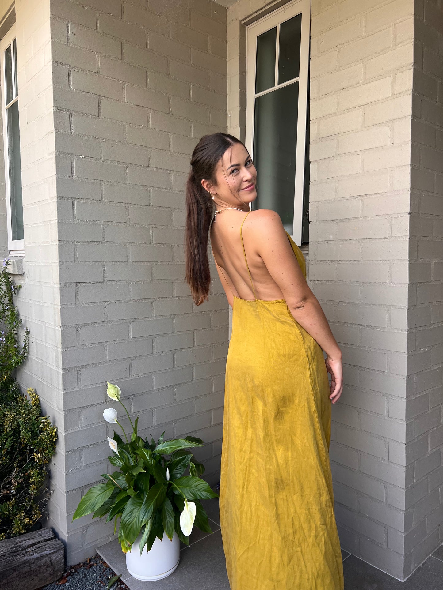 Gold Slip Maxi Dress / 6-12